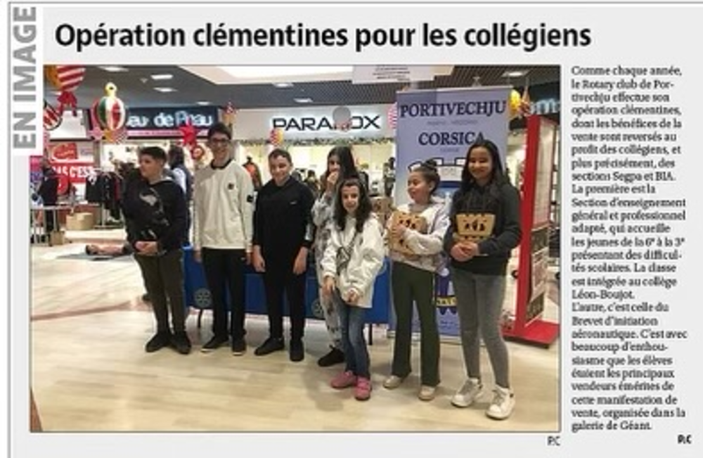 photo de Vente de clémentines pour les collégiens de porto Vecchio