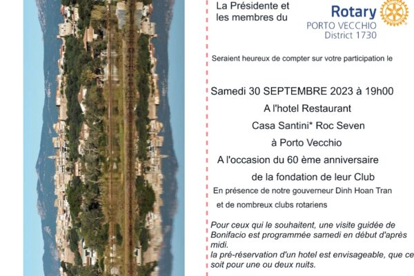 Image d'illustration de l'événement Anniversaire du Rotary Club de Porto Vecchio